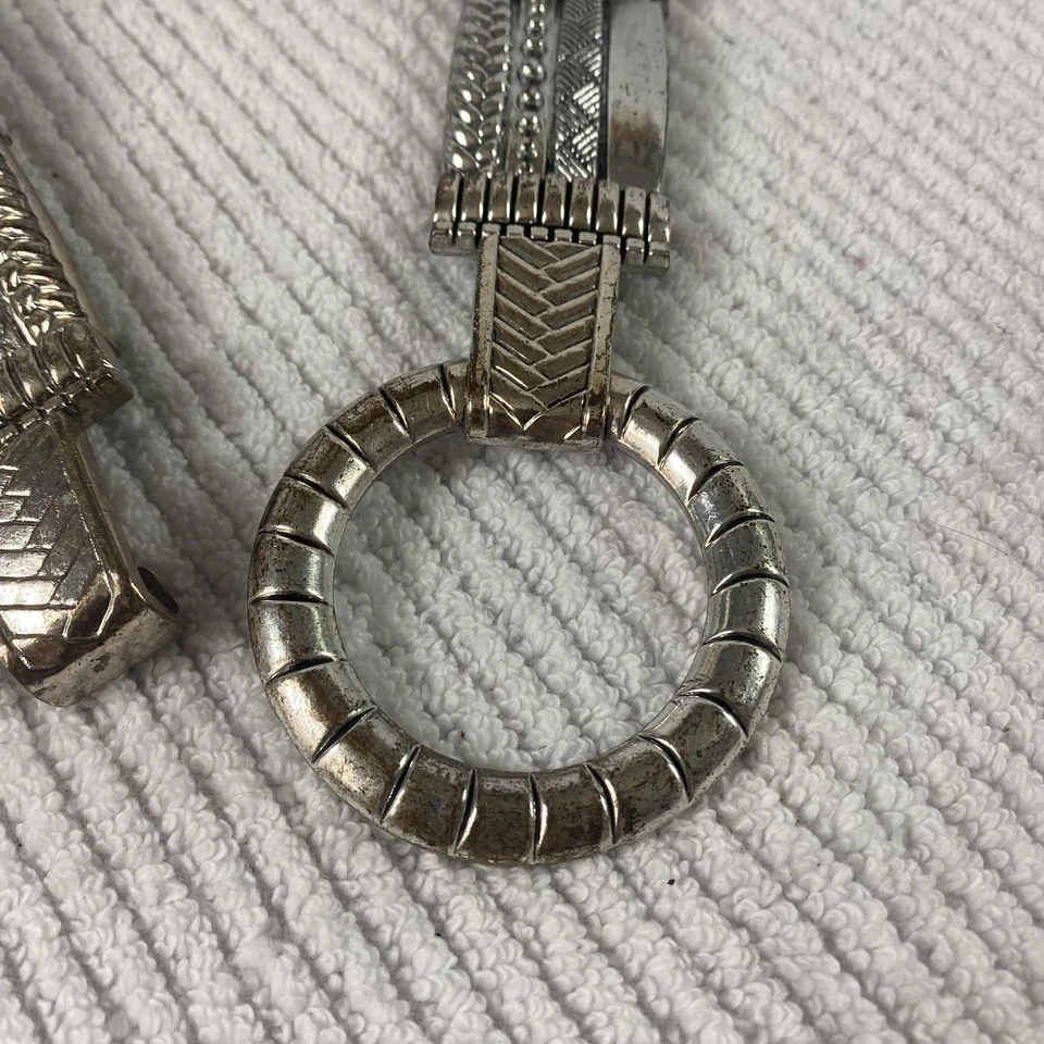 Chicos Belt Womens One Size Black Silver Tone Ring Buckle Stretch Western Boho - Image 2 of 4