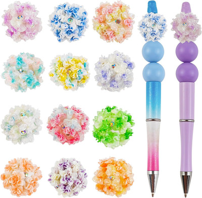 12Pcs Glow in the Dark 3D Five-Petal Flower Focal Beads for Pens Fancy Focal Bea