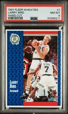1991 FLEER WHEATIES HAND CUT #1 LARRY BIRD PSA 8