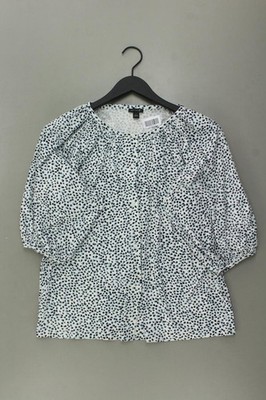   Ann Taylor LOFT Kurzarmbluse Bluse für Damen Gr. 42, L gepunktet weiß  