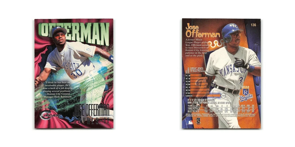 Jose Offerman 1997 Circa #136 Kansas City Royals Baseball Card NM - Image 3 of 3