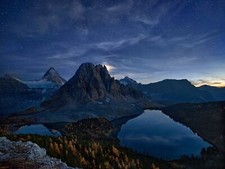 Landscape canada starry night mountains lake forest fall Custom Gaming Mat Desk