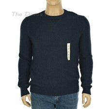 SONOMA Men's X-LARGE Chunky Waffle Knit NAVY Pullover SWEATER with ELBOW PATCH