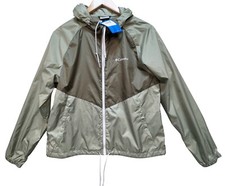 Columbia Womens Flash Forward Windbreaker Jacket Medium Green Hooded Pocket