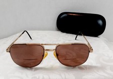 Vision World Vintage Gold Frame Tinted Bifocals 56-17 MOD 1016 YG 140 with Case