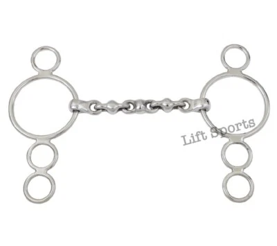 LIFT SPORTS Waterford Mouth 3 Ring Dutch Gag Horse Bit Snaffle All sizes Stainless Steel