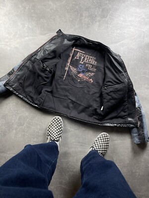 Vintage Archive Avant Garde Black / White Leather Zip Faded Cross