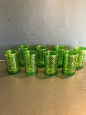BoHo Moroccan Tea Glasses Green with Gold Accents (Set of 8)