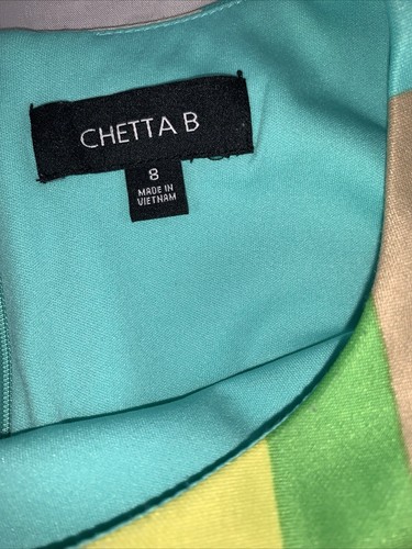 Chetta B Dress Women's Size 8 Mod 80's 60's Color Block Zip Up Stretch Sleeveles - Picture 3 of 15