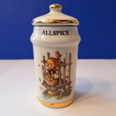Vintage 1987 MJ Hummel Gold Trim Porcelain Spice Jars 4” Made In Japan  Allspice