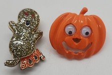 Vintage set of 2 Halloween ghost  Jack O Lantern pin