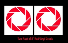 Aperture Two Pack 5" Red Decals Car Truck Windows Laptop Tablet Mirror