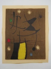 JOAN MIRO, FEMME ET OISEAU X/X VINTAGE LITHOGRAPH PRINT by Joan Miro c. 1960