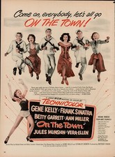 1949 Movie On The Town 40s Vintage Print Ad Frank Sinatra Gene Kelly Ann Miller