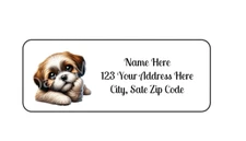 30 Shih Tzu Dog PERSONALIZED RETURN ADDRESS LABELS 1 in X 2 5/8 GLOSSY