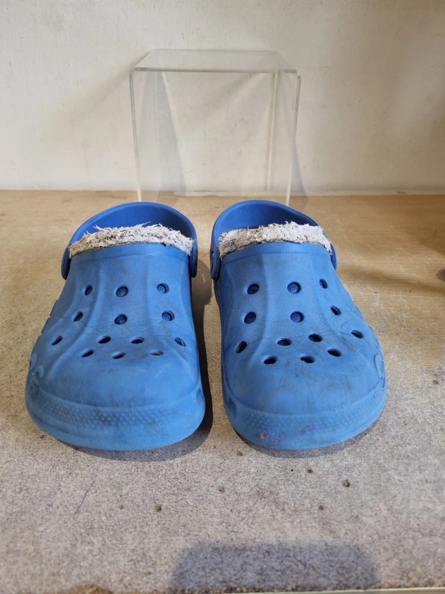 Crocs Clogs Navy Blue Fuzzy Faux Fur Lined Shoes Size J 1 3 C8