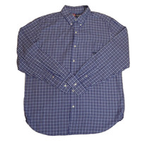 Chaps Mens Shirt Large Button Up Long Sleeve Blue Dress Casual