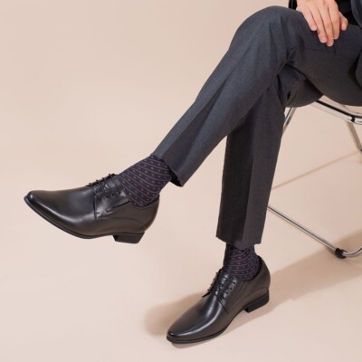 US7.5 CHAMARIPA Elevator Shoes men Black Oxford Shoes height increase 8cm/3.15” Elevator Shoes For Men - Height Increasing Dress Shoes  main image 3