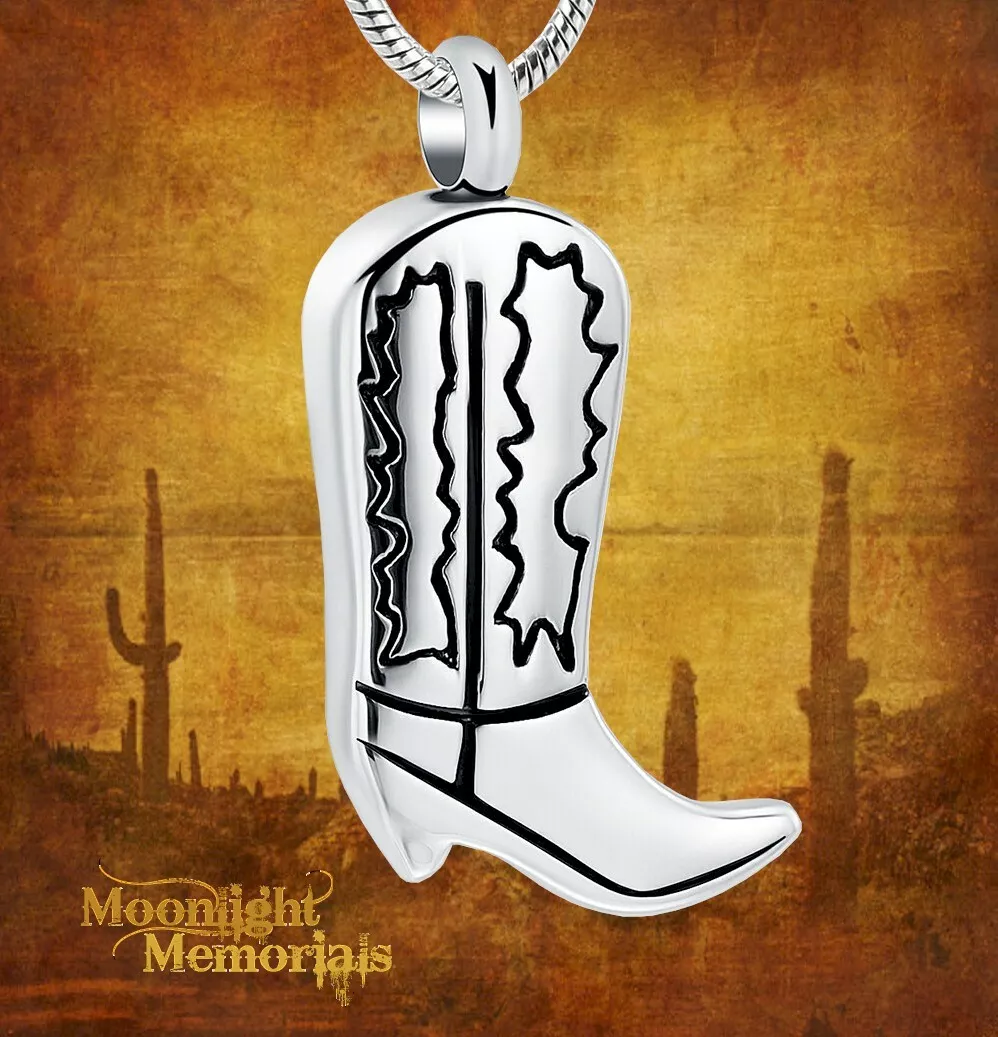 New Cowboy Boot Urn Cremation Pendant Ashes Memorial Necklace eBay