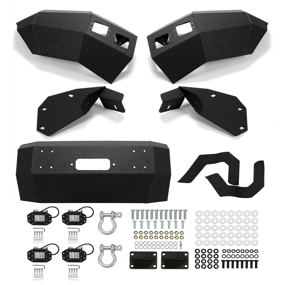 Parachoques delantero de acero con recubrimiento en polvo con anillos en D para Ford F-150 2004-2008 3 piezas Foto 3 de 4