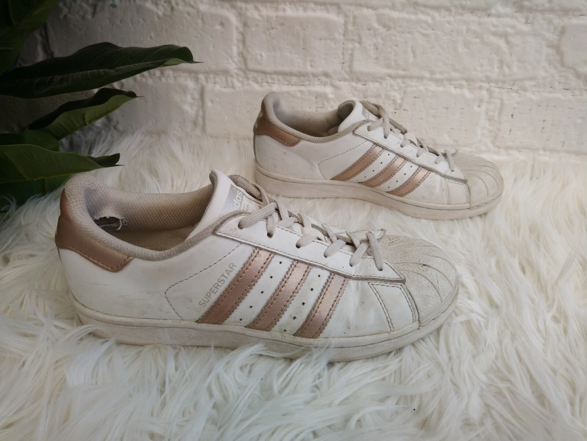 Adidas white and store rose gold trainers
