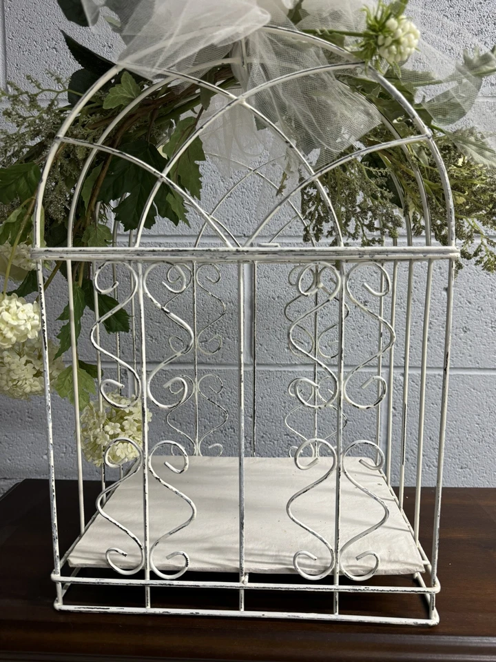 Jaula para pájaros blanca boda ducha fiesta tarjetero Foto 2 de 4