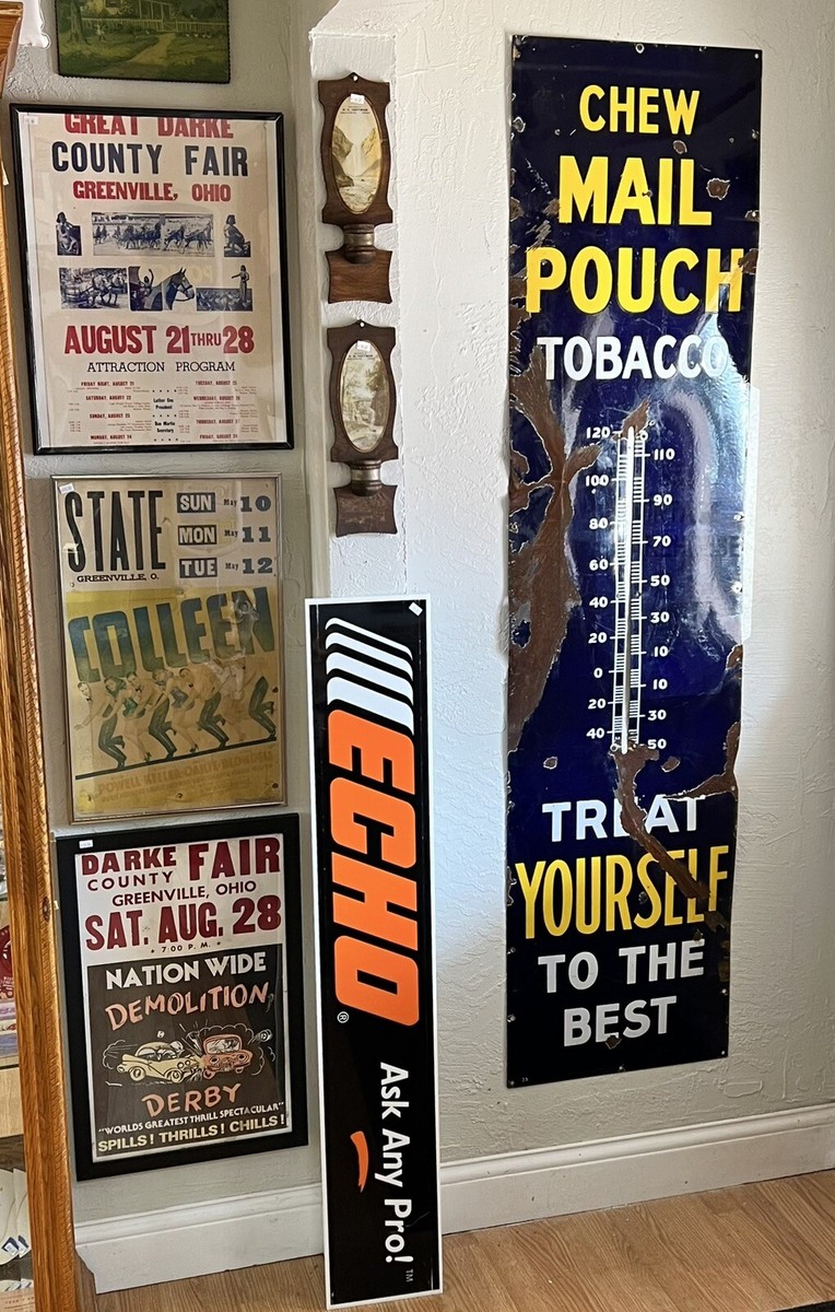 Vintage 1935 Chew Mail Pouch Tobacco 72” Porcelain Thermometer 6