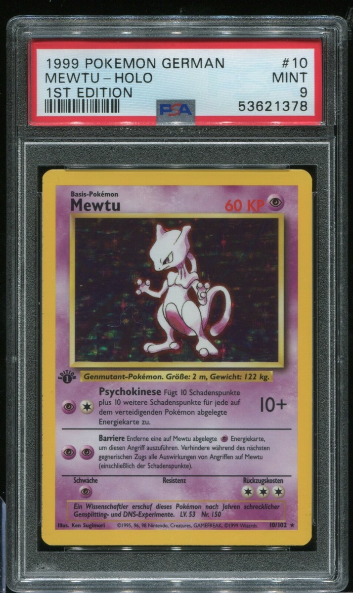 Mewtu / Mewtwo #10 PSA 9 German 1st Edition Base 1999 Pokemon Holo