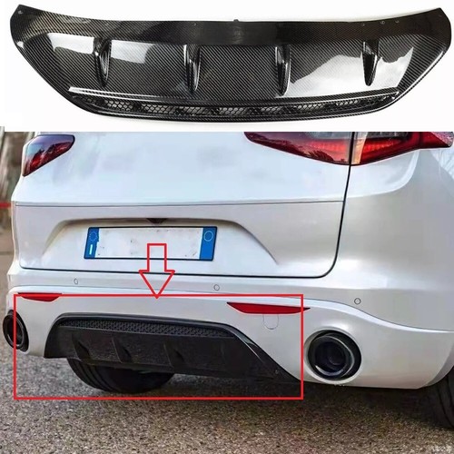 Carbon Fiber Car Rear Bumper Lip for Alfa Romeo Stelvio 2017-2021 - Picture 2 of 5