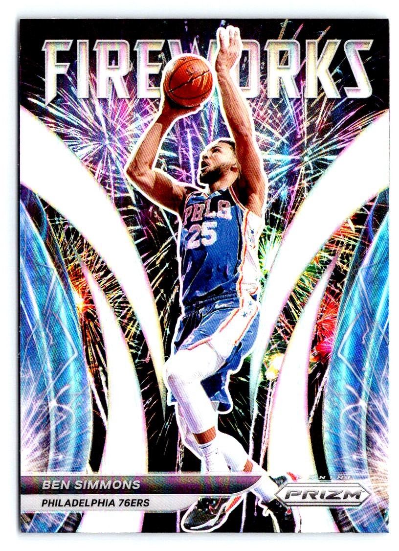 BEN SIMMONS 2021-22 PRIZM FIREWORKS SILVER #21 PARALLEL PHILADELPHIA 76ERS