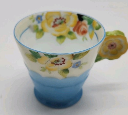 ANTIQUE NORITAKE HD PAINT FLORAL YELLOW DAISY HANDLE DEMITASSE CUP/SAUCER c.1918 - Picture 5 of 15