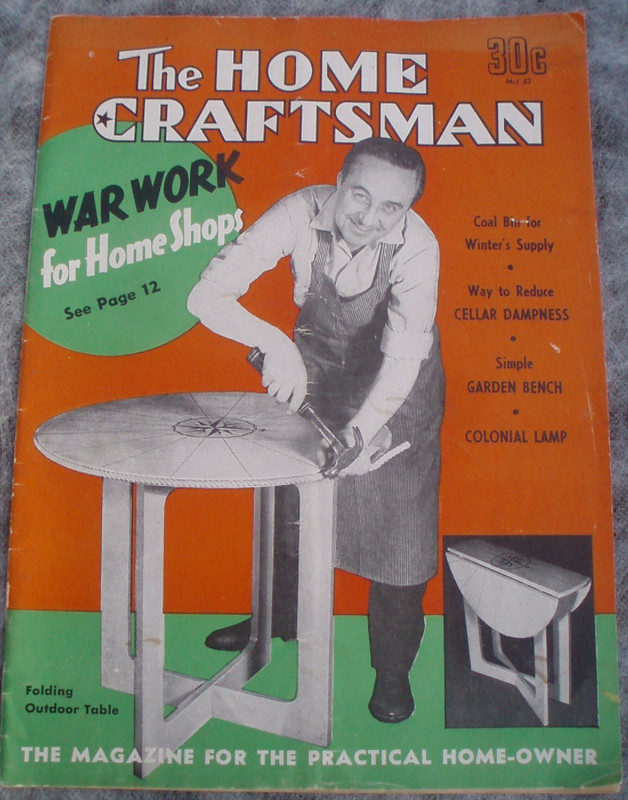 1943 Vtg THE HOME CRAFTSMAN Magazine Home Owner, Woodworking Handyman Projects