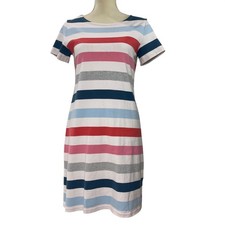 Joules Riviera Shift Dress Women's Size 8 Cotton Knit Multi Striped Mini Length
