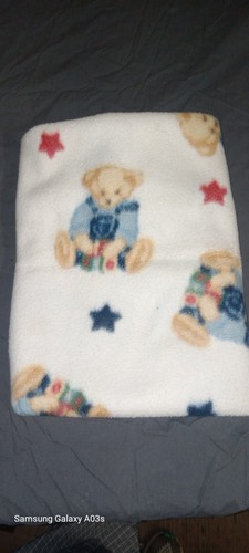 Springmaid BJT Blue Jean Bear Fleece Baby Blanket Unisex Euc Vintage Y2k - Picture 4 of 8