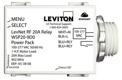Leviton LevNet RF 902 MHz Line Voltage Relay Receiver in 100-277V, 50/60 Hz,