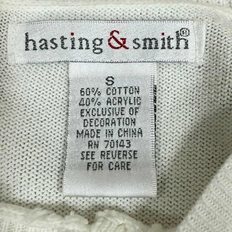 Cárdigan Suéter Vintage Años 90 Blanco Tejido Floral Bordado Talla S Foto 4 de 4