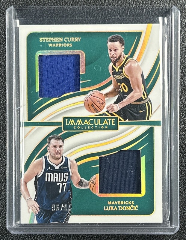 LUKA DONCIC STEPHEN CURRY 2023 PANINI IMMACULATE DUAL MEMORABILIA GU JERSEY /99