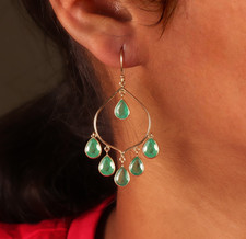 Natural Emerald Dangle Earrings May Birthstone Fine Jewelry 925 Sterling Silver
