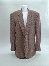 Yves Saint Laurent Wool red/navy Houndstooth Blazer Jacket Size L52 47" chest