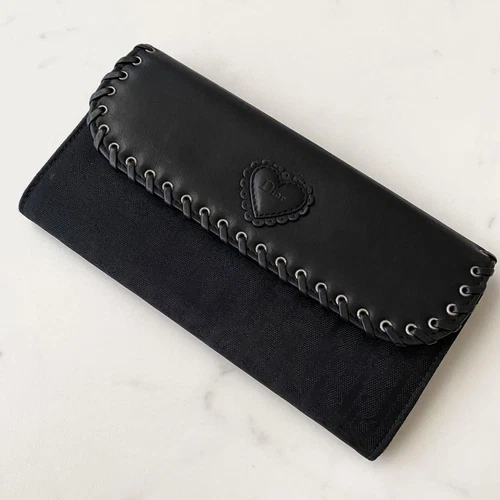 Authentique portefeuille long Christian Dior noir vintage marque co x 9,5 cm