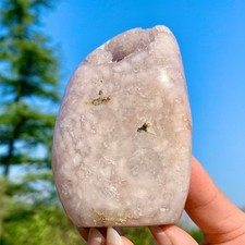 434G Natural Pink Cherry Blossom Agate Crystal Gem Specimens Ornament Gift