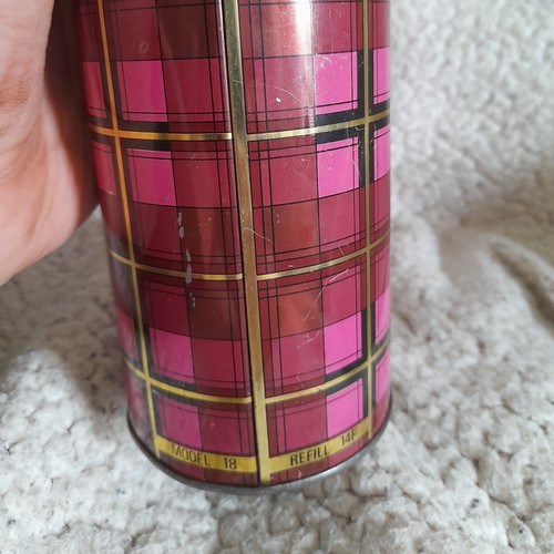 Vintage Thermoskanne Tartan rosa, rot & braun Modell 18 Refill 14 Mid Century - Bild 6 von 13