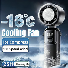 Portable Handheld Turbo Fan with Ice Cooling Rechargeable for Travel Outdoor UK