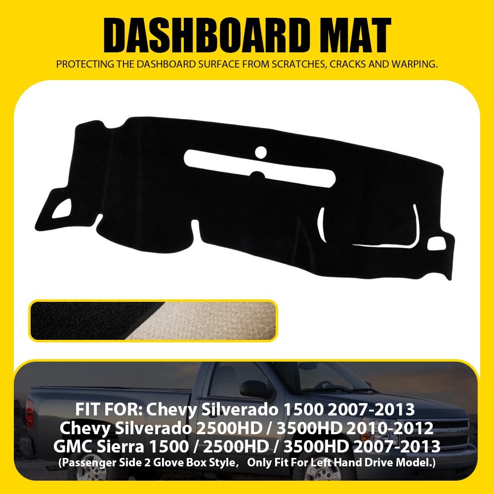 Dashboard Cover Dash Mat Pad Black Fits Chevy Silverado GMC Sierra 2007-2013 EPU