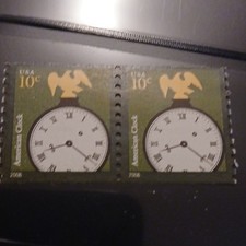 USA Stamp American Clock 10 Cent Mint Never Hinged 2008 Green White Gold Black