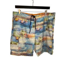 Tommy Bahama Mens XL Swim Trunks Board Shorts Tropical Print Drawstring Elastic