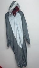 Shark Costume Adult One SZ Plush 1PC Full Zip Up Jumpsuit Gray Unisex Halloween