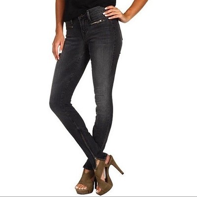 True Religion Amanda Lonestar Gray Skinny Ankle Zip Jeans Grunge Indie Sleaze 29