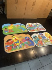 Vtg 4 Sesame Street Placemats Educational Games Double Sided Laminated 80s
