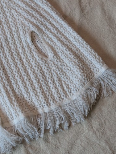 Americana Knitting Mills VTG 60s Women's Cream Cable Knit Button Up Shawl Parka - Picture 3 of 8
